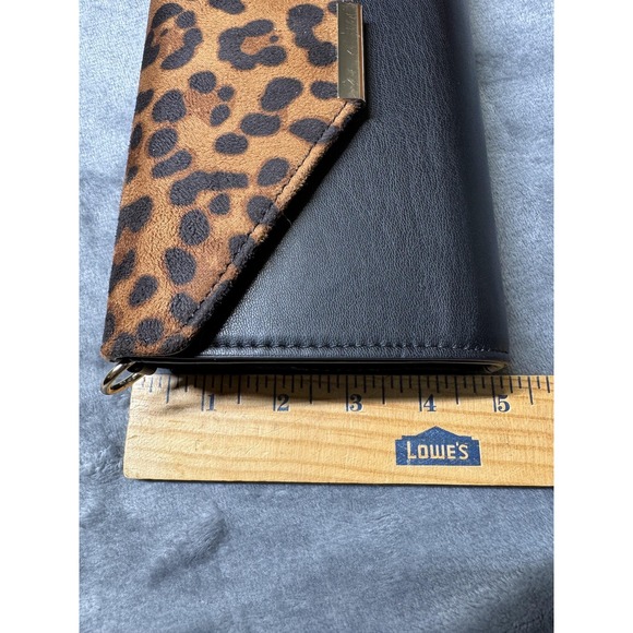 Save The Girls Phone Wallet Case Black Leopard Print Touchscreen Crossbody Strap - Picture 8 of 8